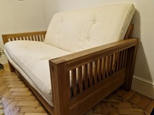 Futon Company Oke 2-Seater Solid Oak Sofa Bed with Ultimate Upgraded Mattress