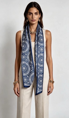 Silk blend blue scarf - blend,