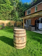 OAK WHISKEY BOURBON BARREL  Wooden Keg Pub Table/ Garden Stand - SANDED & CLEAN