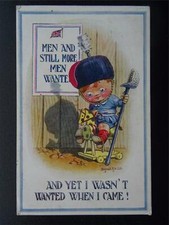 WW1 ONE SIX ONE Series MEN & STILL MORE MEN WANTED Donald McGill c1915 Postcard