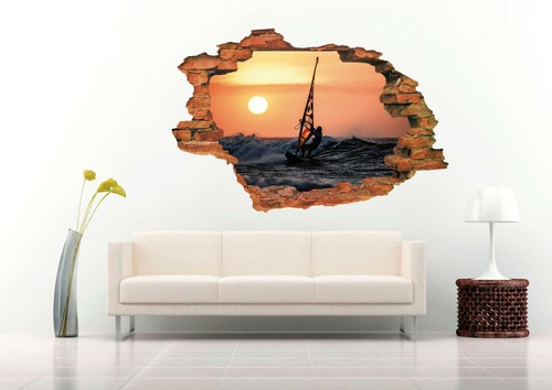 Windsurfing sunset wall - 3d,