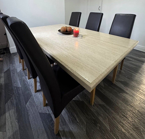 Travertine dining table 6 - dining, &