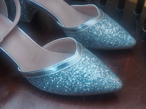 New silver glitter heels 5 - new,