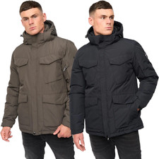 Mens Crosshatch Hooded Padded Plentons Parka Jacket