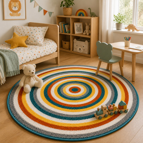 Round striped rug circle - round,