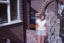 35mm Slide - Girl In Shorts By Back Garden Gate, 1966