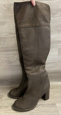 Hush Puppies Romany Brown Leather Knee High Boots Size 5 Zip Up