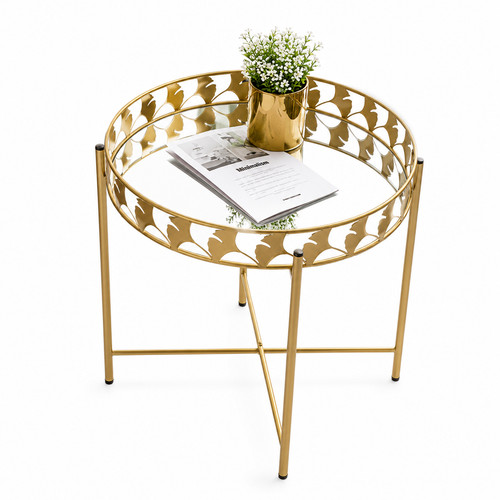 Round mirrored glass tray - mirrored,