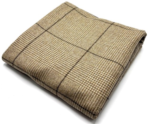 Brown beige wool fabric check - brown,