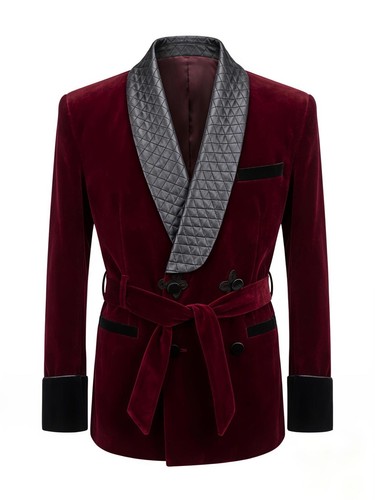 Burgundy velvet smoking jacket - velvet,
