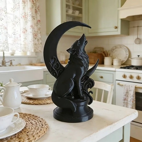 Moon wolf totem ornament - wolf,