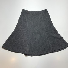 Ann Taylor A-Line Trumpet Skirt Womens 6 Woven Grey Stretch Preppy Zipper Back