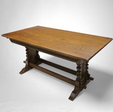 Old Charm Gothic Solid Oak Dining Table Light Oak Finish 6ft x 3ft FREE Delivery