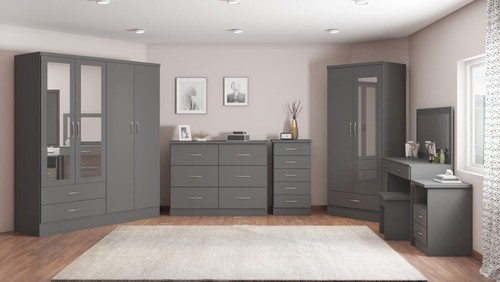 Grey effect large bedroom - 3d,