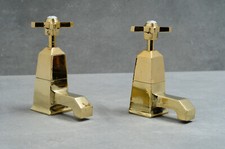 Brass basin taps - art deco - faucet - vintage - polished brass - MADE IN UK
