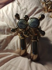Heritage Bath Taps 1924 Vintage Gold Plated Brass Pair