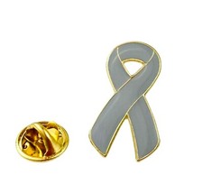 Grey Ribbon Brain Tumour & Other Awareness pin badge