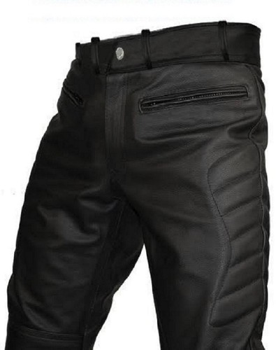 Mens black real leather - black, biker