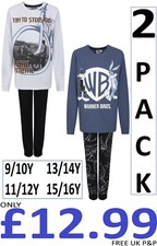 Boys 2 Pack Pyjama Sets Character Long Sleeve Long Leg Cuffed Multipack PJ Sets