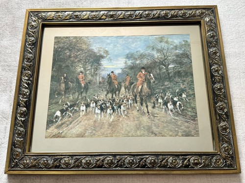 Vintage hunting scene print - hunting, in