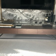 TV Stand 3 Drawer Glass Top