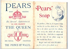 Four Page Victorian Advert For Pear's Soap. 8 1/2" x 5 1/2"