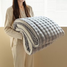 Soft Sherpa Fleece Blanket Sofa Bed Throw Faux Fur Reversible Travel Throws Warm