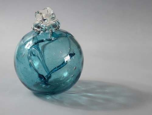 Vintage heavy hand blown - heavy, blue