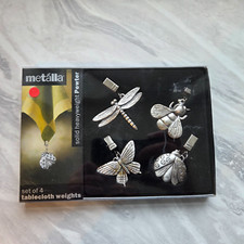 Metalla Tablecloth Weights 4 Solid Heavyweight Pewter Indoor/Outdoor Butterfly +
