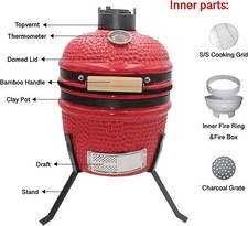 Kamado 13" Mini Ceramic BBQ Grill Smoker Egg Charcoal Portable Cooking Oven