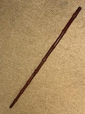 Antique Brown English Leather Clad Whangee Bamboo Swagger Stick / Show Cane 61cm