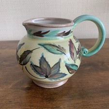 Glyn Colledge Denby Stoneware Jug Hand Decorated Flower & Leaf Design