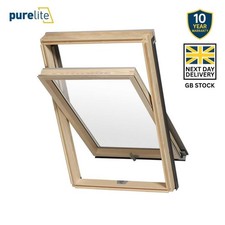 PURELITE Pine Wood Roof Window Centre Pivot Loft Skylight Unvented