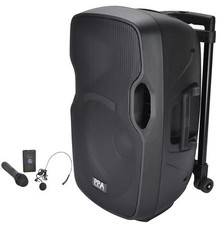 12" Portable PA Speaker Battery Powered with Radio Mic and Bluetooth
