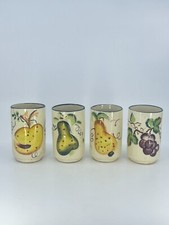 4 White Ceramic Juice Glasses