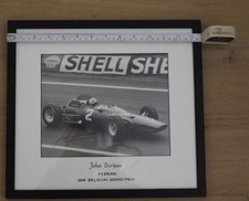 John Surtees Signed Photo Of 1965 Ferrari F1 At Spa