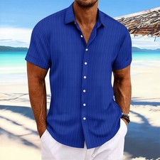 2025 Men Striped Button Down T