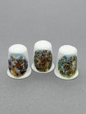 Tigers and leopards English fine bone china thimbles full set of three