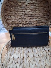 Black soft leather Fossil card slots/ double zip purse in VGUC