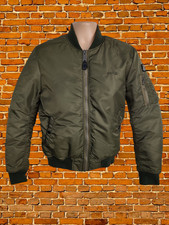 SCHOTT KHAKI GREEN ARMY TYPE U FLYING JACKET COAT SMALL NYLON MENS QUILT BOMBER