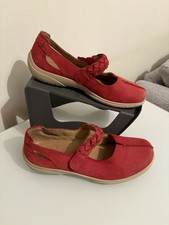 Hotter Shake Mary Jane Nubuck Leather Red Shoes - UK Size 5.5