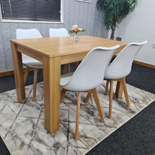 Dining table and 4 chairs kitchen set of 4 oak effect table white grey chairs 