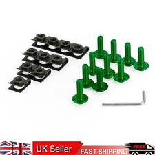 10x Aluminum M6x20mm Motorcycle Screen Bolts& Spring C clips Green For Kawasaki.