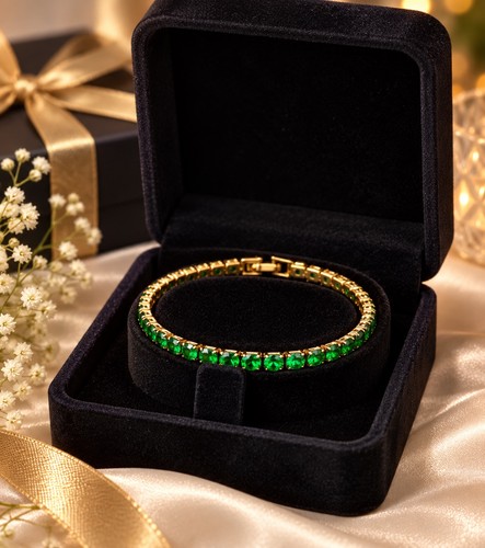 Gold plated skinny - gold, emerald