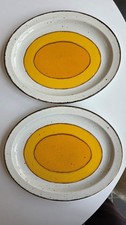 Pair Of Vintage Midwinter Stonehenge Sun Serving Platter Plates 13.5" Oval 1970s