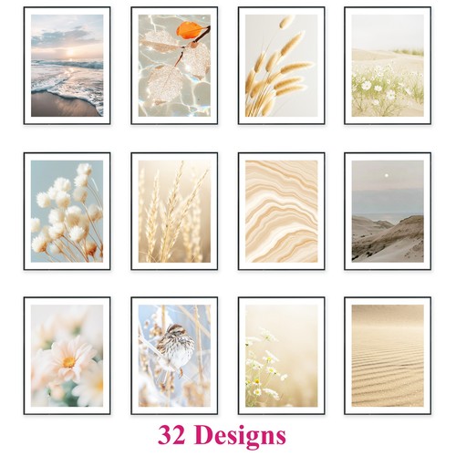 Beige botanic nature wall art - beige,