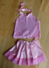 Pink sparkly girl’s fully adjustable dance tap modern outfit. Skater Skirt & Top