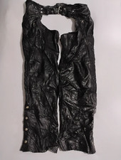 Milwaukee Leather Black Leather Biker Chaps Thick Genuine Leather Size L