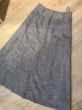 Next Size 14 Grey Wool Mix  Lined Skirt Wide Waistband Belt Loops L38”/W32”