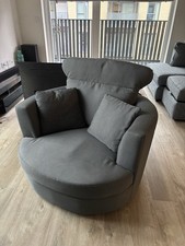 Grey Swivel Cuddle Chair Large